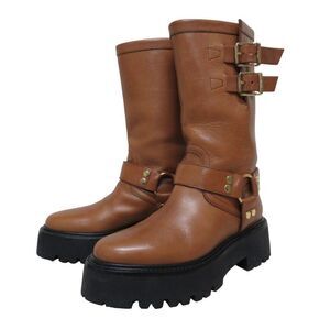 Celine Bulky Harness Leather Mid Biker Boots 38 24.5cm (9.65in) Equivalent
